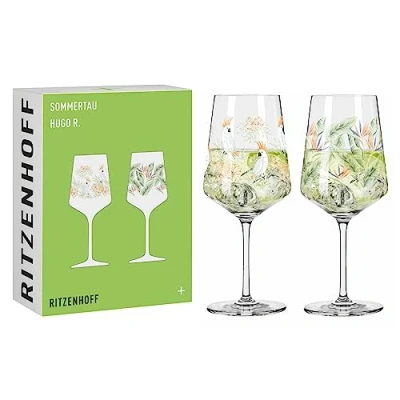 Bild av RITZENHOFF 6211001 aperitif glas set om 2 500 ml serie sommarrep blommig stil, flerfärgad Tillverkad i Tyskland