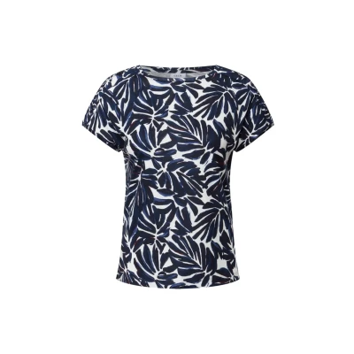 Bild av Cecil MIT Knopfdetail Tshirt med print, Storlek: Small, Blau