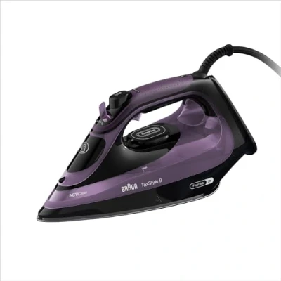 Bild av Braun Texstyle 9 SI9661VI strykjärn med 4 års service, ångpuff 250 g, justerbar termostat, snabbuppvärmning, 3D superkeramisk Freeglide platta, kapacitet 330 ml, lila