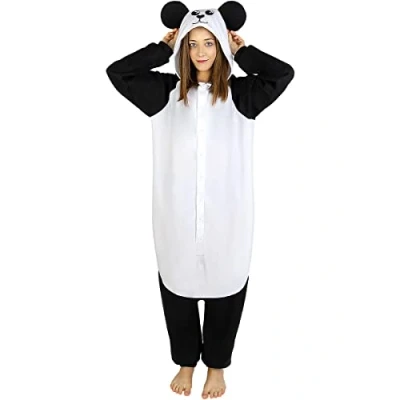 Bild av Funidelia Maskeraddräkt med Panda onesie för dam och herr Djur, Björn vuxen roliga tillbehör fester, karneval Halloween Storlek S M Vit