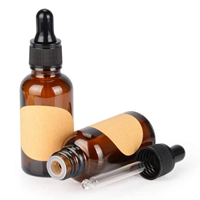 Bild av stonylab Glas Droppflaska 2 Pack, Tom Glasflaska med Konglasdroppare, Inre Propp och Etikett för Eteriska Oljor, Aromaterapidofter (30 ml, Brun)