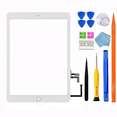 Bild av JPUNG skärmbyte för iPad 5 (5th Generationen 2017) 9,7 tum, endast 5th Gen (A1822 A1823), med hemknapp, komplett reparationsverktygssats, kamerahållare, förinstallerat lim