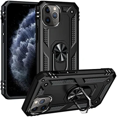 Bild av Verco Hybrid Armor Shiel Case för iPhone 11 Pro Max, extremt robust med magnetisk fingerringhållare, mobiltelefonfodral pansarfodral, svart