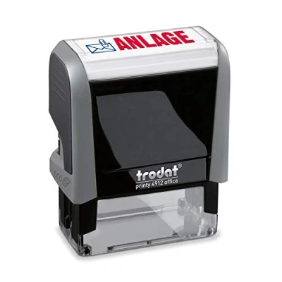 Bild av Trodat Office Printy 4912 självfärgande textstämpel, textsystem, avtrycksfärg blå röd, 47 x 18 mm