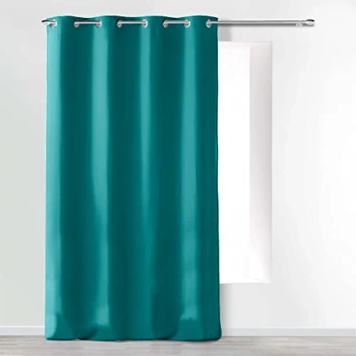 Bild av douceur d&#039;Intérieur Absolu öljettgardin, mikrofiber, enfärgad, polyester, blå, 140 cm x 260