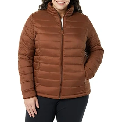 Bild av Amazon Essentials lättviktig långärmad vattentät packbar pufferjacka för kvinnor (finns i plusstorlek), mörk toffee brun, X Large