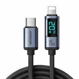 Bild av Joyroom vävt USB C till Lightning kabel med display 1,2m Svart