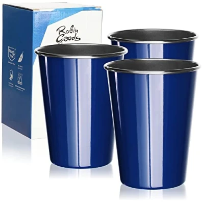 Bild av Robin Goods® 3x drickskoppar i rostfritt stål blå högkvalitativa koppar 500 ml campingmuggar splittersäkra och BPA fria (03 stycken blå)