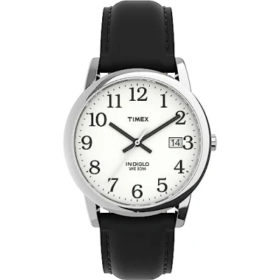 Bild av Timex Easy Reader 35 mm svart läderrem datum fönster kvartsur T2H281