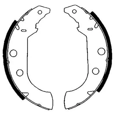 Bild av HELLA 8DB 355 001 101 Mâchoires De frein 228,6 42 sans levier du à main avec accessoires PEUGEOT: 405 II Berline, I Berline