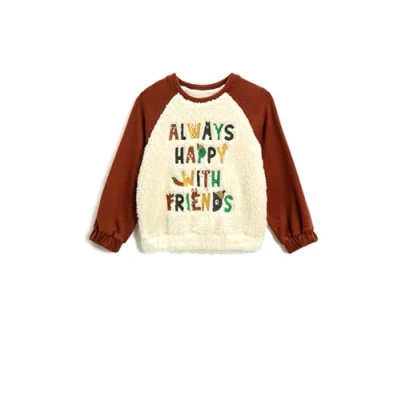 Bild av Koton Babyboys Shearling Knit detalj sweat broderad sweatshirt, Ecru (010), 12 18 månader