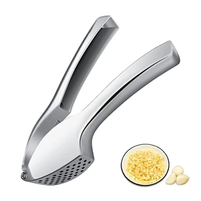 Bild av Fousenuk vitlökspress, garlic press (ingen skalning krävs) bekväm och lätt att rengöra vitlökspress enkel pressad vitlök ingefära, snygg zinklegering