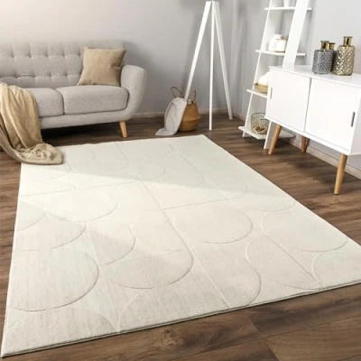 Bild av Paco Home Matta Vardagsrum Kort Stapel Skandinaviska Boho Geometrisk, Storlek:80x150 cm, Färg:Grädde 6