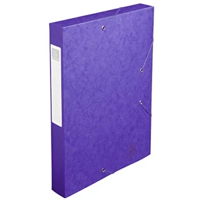 Bild av Exacompta Ref 14015H 1 CARTOBOX arkivbox med resårband Levereras platt 4 cm rygg 7/10 glansig kartong 600g/m² Mått 25x33cm A4 arkivformat Lila färg
