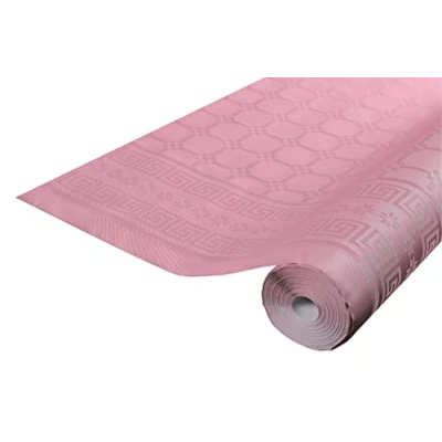Bild av Pro Nappe Ref R480686I 12 engångsdukar damastpapper i rulle 6 m lång x 1,20 bred puderrosa färg universellt chic och klassiskt