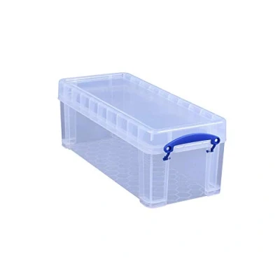 Bild av Really Useful Box 3 x 6,5 liter transparent förvaringsbehållare för organisering hemma och på kontoret med säkert lock snäpphandtag