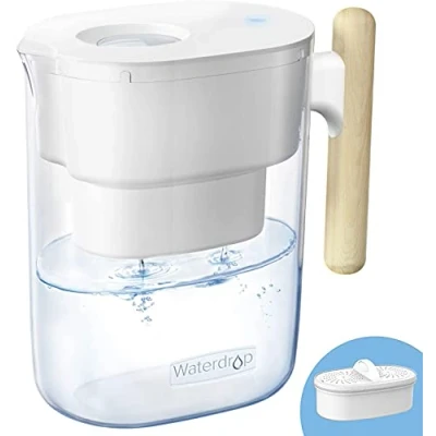 Bild av Waterdrop Chubby NSF certifierad 3,5L Vattenfilterkanna med 1 x 90 Dagar Filter, Flerstegsfiltrering, Minskar bly, Fluorid, Klor och mer BPA fri, Vit (Ersättningsfilterl: WD PF 01A Plus)