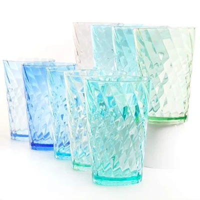 Bild av Youngever 9 pack 600 ml återanvändbara plastglas, café brytbeständiga dricksglas, okrossbara dryckesglas av restaurangkvalitet, dryckesglas, kustfärger