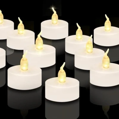 Bild av CNMTCCO 24 st värmeljus ljus, LED flamlösa batteriljus, ljusa flimrande värmeljus, extra långt batteri 200 + timmar för jul, bröllop, fest (varmvit)
