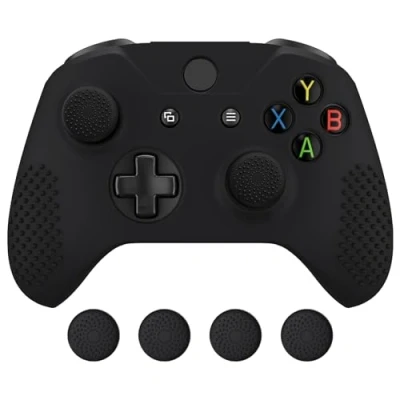 Bild av eXtremeRate Soft Anti Slip Silikon Controller Cover Skins Thumb Grips Caps Skyddsfodral för Xbox One X S Svart