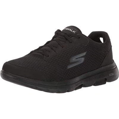 Bild av Skechers herr Gowalk 5 kvalificerande atletisk nät snörning prestanda promenadsko sneaker, Svart, 9.5 UK X Wide
