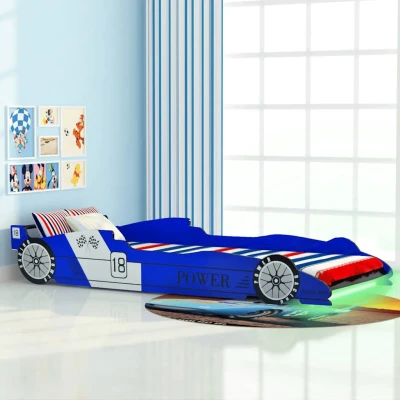 Bild av vidaXL LED Barnsäng racerbil 90x200 cm blå