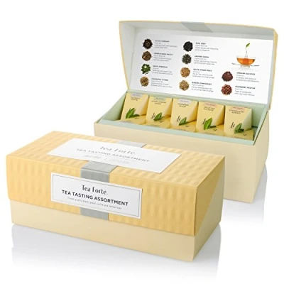 Bild av Tea Forte presentationslåda, presentset för teprover, olika handgjorda pyramidpåsar (Asst teprovning), 20 antal (förpackning med 1)
