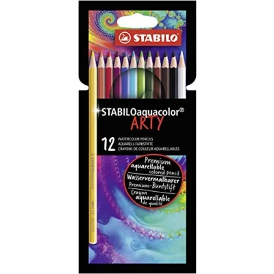 Bild av Färgpenna STABILO Aquacolor ARTY Förpackning 12 st blandade färger