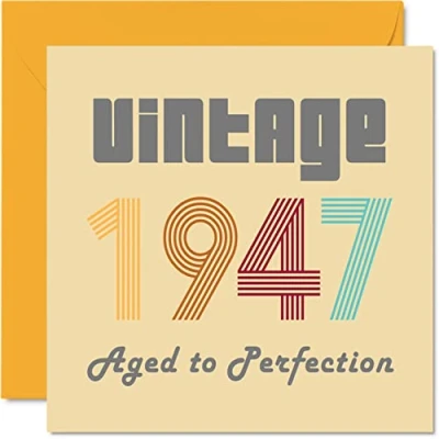 Bild av Stuff4 födelsedagskort till 76 årsdagen Födelsedag för män och kvinnor Vintage 1947 Aged To Perfection rolig henne honom 145 mm x gratulationskort