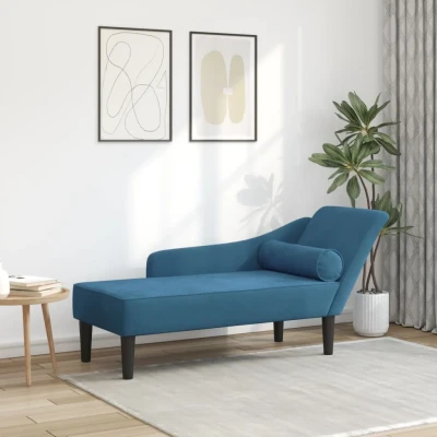 Bild av vidaXL Schäslong med dynor blå sammet, solstol, fåtölj, lounge soffa, schäslongsoffa, stoppad soffa för sovrum, vardagsrums sittplatser