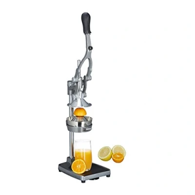 Bild av Relaxdays manuell juicepress med potatisskivare, äppelskärare, handapelsinpress, H x B D: 47,5 17,5 40,5 cm, rostfritt stål
