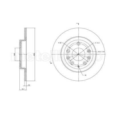 Bild av METELLI Disque de frein MAZDA: CX 3 9,5mm 5 68,0mm plein peint 23 1831C D10E26251 Disques frein,