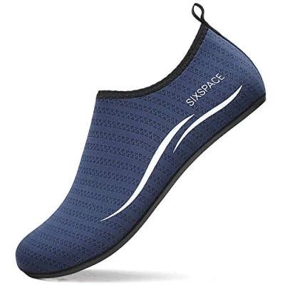 Bild av Sixspace män kvinnor badskor vattenskor aquaschuhe strandskor snabbtorkande Slip on Breathable tofflor surfskor för Beach Pool Surfen Yoga, 485 mörkblå 44 EU