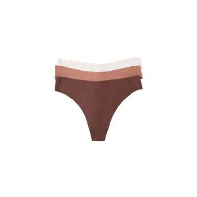 Bild av women&#039;secret 3 PACK String, Storlek: Large, Brown