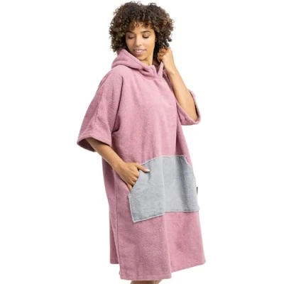Bild av HOMELEVEL Unisex ombytesrock för herr/dam, handduk, poncho, bomullsfrotté, huva, surfponcho män &amp; kvinnor, strand, simning, vuxenstorlekar S/M och L/XL