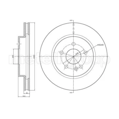 Bild av METELLI 23 0700C Disque de frein 303,0 26,0 5 67,0 ventilé peint MERCEDES BENZ: Classe ML