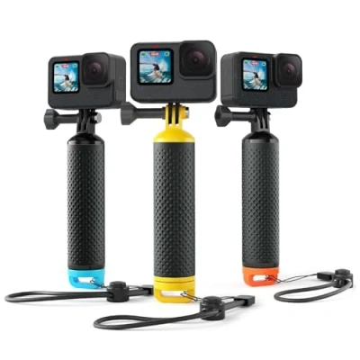 Bild av Sametop Flytande Handtagsgrepp Floaty Stick Vattentätt Handtags Tillbehör Kompatibel med GoPro Hero 13, 12, 11, 10, 9, 8, 7, 6, 5, 4, Session, 3+, 3, (2018), Max, DJI Osmo Actionkameror (Gul)
