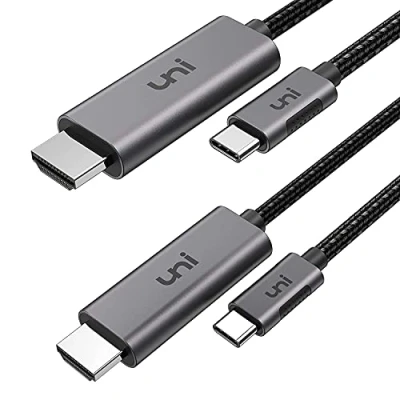 Bild av uni 2 pack USB C till HDMI kabel för hemmakontor (4K @60Hz), 1,8 m/6 fot typ [Thunderbolt 3] kompatibel med MacBook Pro, Air, iPad Surface Book mera