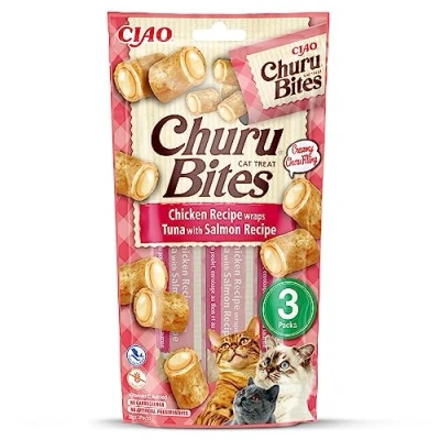 Bild av Churu Cat Bites Chicken &amp; Tuna Wrap with Salmon 3 st