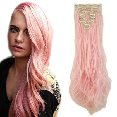 Bild av Clip in Hårförlängninga 8 PC hår Extensions Klämma i Hårförlängd Tressen slät 58 cm/23 tum Svar