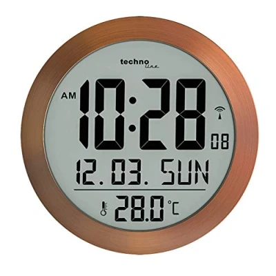 Bild av Technoline WS 8038 digital radiostyrd väggklocka, koppar, ø 210 mm