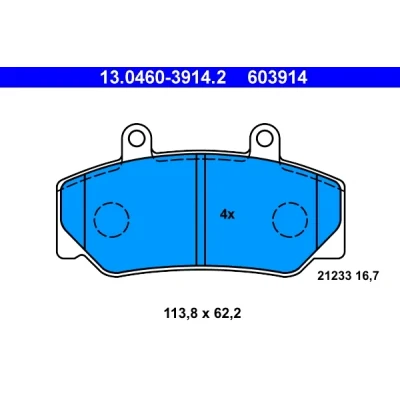 Bild av ATE 13.0460 3914.2 Jeu de plaquettes frein non préparé pour indicateur d&#039;usure, contact signal d&#039;usure exclu VOLVO: 740 Berline, Break