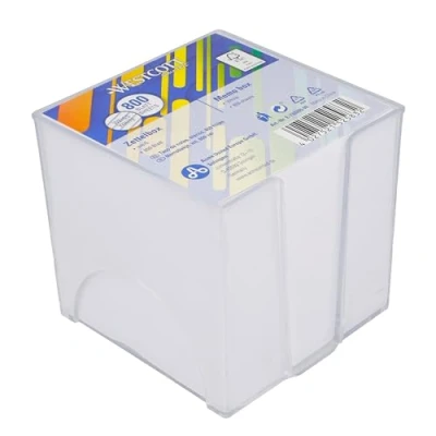 Bild av Westcott anteckningspappel vit 800 ark i papperslåda Anteckningsblock med 9 x cm stora blad vitt Stabil låda av transparent plast FSC certifierat papper 80 g/m² E 733205 00