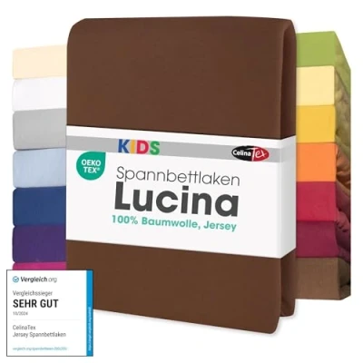 Bild av Bebisbomull dra på lakan för barnmadrasser, 60 x 120 till 70 140 cm, CelinaTex Lucina Minis, bomull, chokladbrun, dubbelpack cm