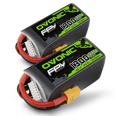 Bild av OVONIC RC LiPo batteri 6S 22,2 V 1 300 mAh 100 C XT60 kontakt battericeller för FPV flygplan bil Evader BX quadcopter helikopter lastbil båt (2 stycken)