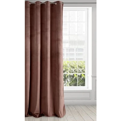 Bild av Eurofirany Pierre gardin sammet öljetter vardagsrum sovrum modern klassisk metallöljetter 1. STK 215 g/m², mörkrosa, 140 x 250 cm