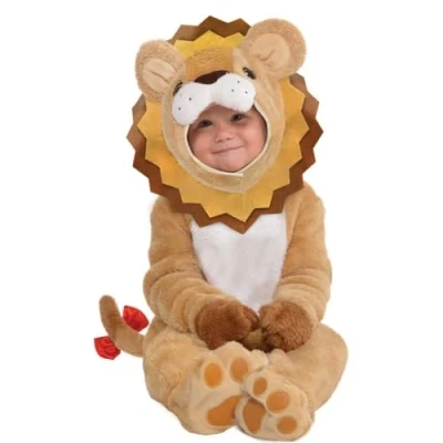 Bild av Amscan babydräkt litet lejon, djurkung, karneval, temafest beige 1224 månader