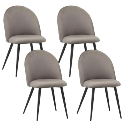 Bild av ALBATROS Matrumsstolar med sammetsöverdrag set om 4 Capo, grå snygg vintagedesign, sammetsöverdrag, SGS testad stoppstol modern köksstol, stol eller matbord