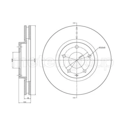 Bild av METELLI Bromsskiva MAZDA: 6 Kombi, CX 5 I, Sedan 297,0mm 28,0mm 68,0mm ventilerad lackerad 23 1455C GHP933251A,K01133251A,K01133251B Bromsskivor