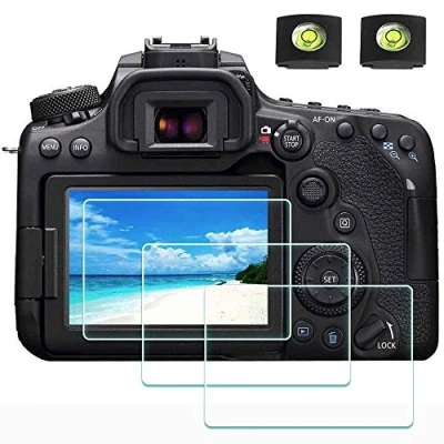 Bild av ULBTER 90D Canon EOS kamera skärmskydd och clogskydd, skyddande optiskt härdat glas 0,3 mm hårdhet 9H anti repa spår bubbla 3 st
